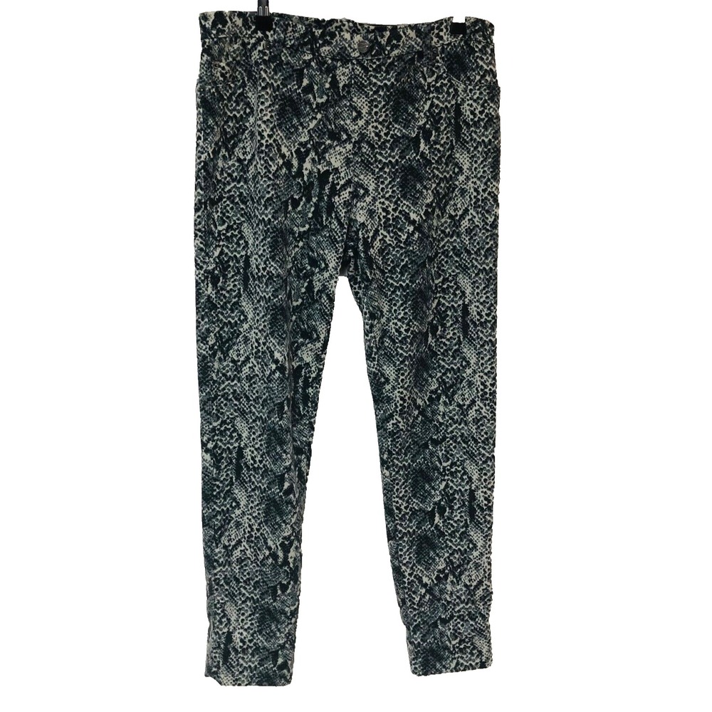 LOGO Lori Goldstein Womens Animal Print Knit Jeans Stretch Artsy 33x27.5 S M L
